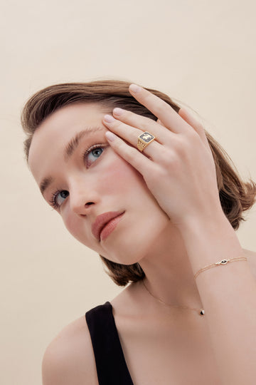 Black Pearl Lion  Filigree Unisex Ring