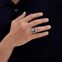 Lapis Bull Filigree Ring Couple Set