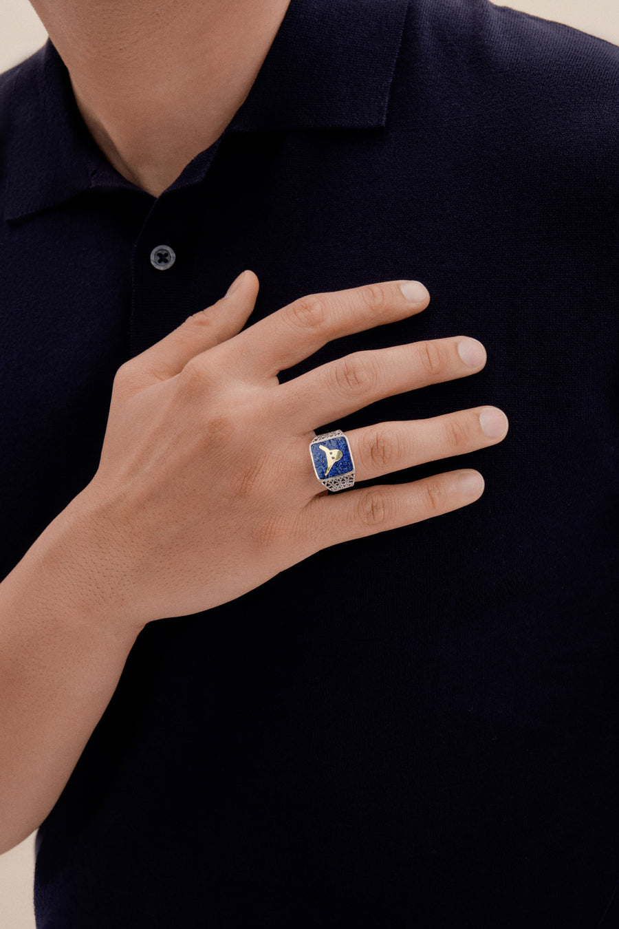 Lapis Bull Filigree Unısex Ring
