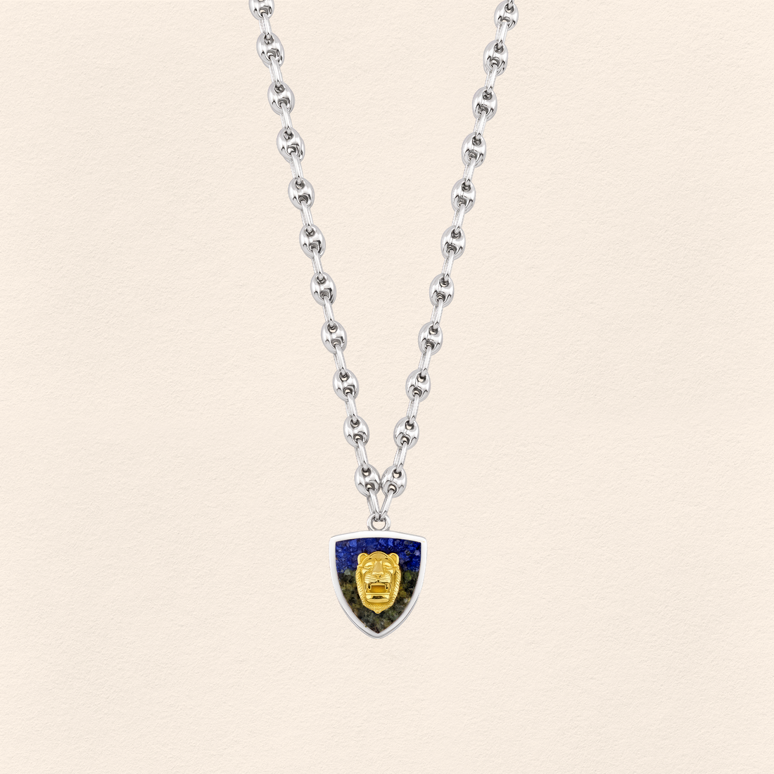 Assyrian Lion Lapis&Azurite Necklace