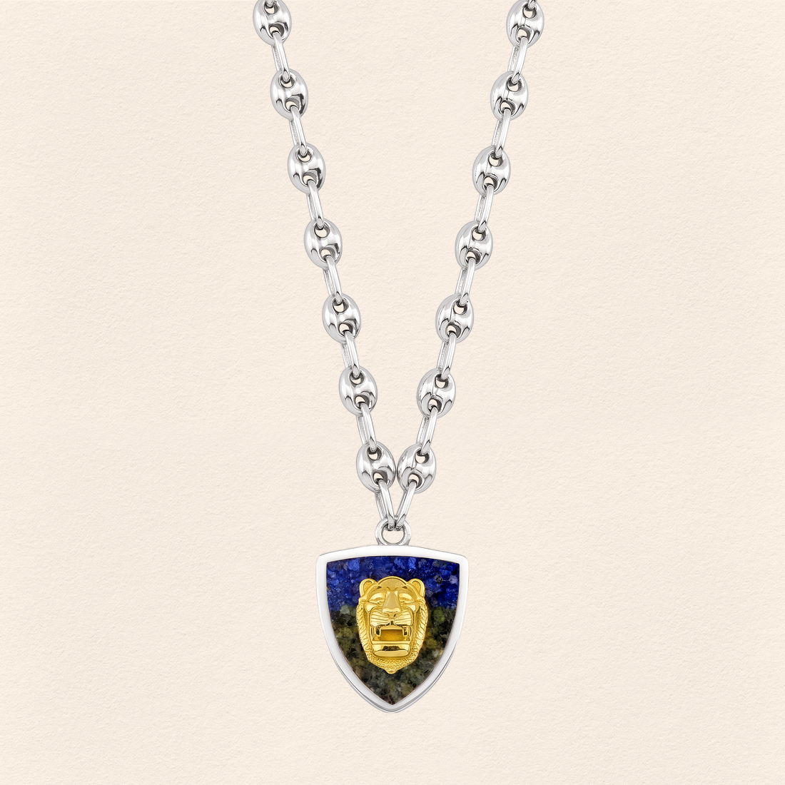 Assyrian Lion Lapis&Azurite Necklace