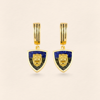 Assyrian Lion Lapis & Azurite Earrings