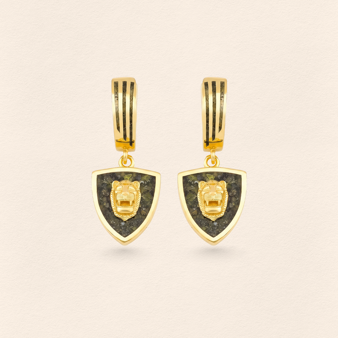 Assyrian Lion Azurite Earrings