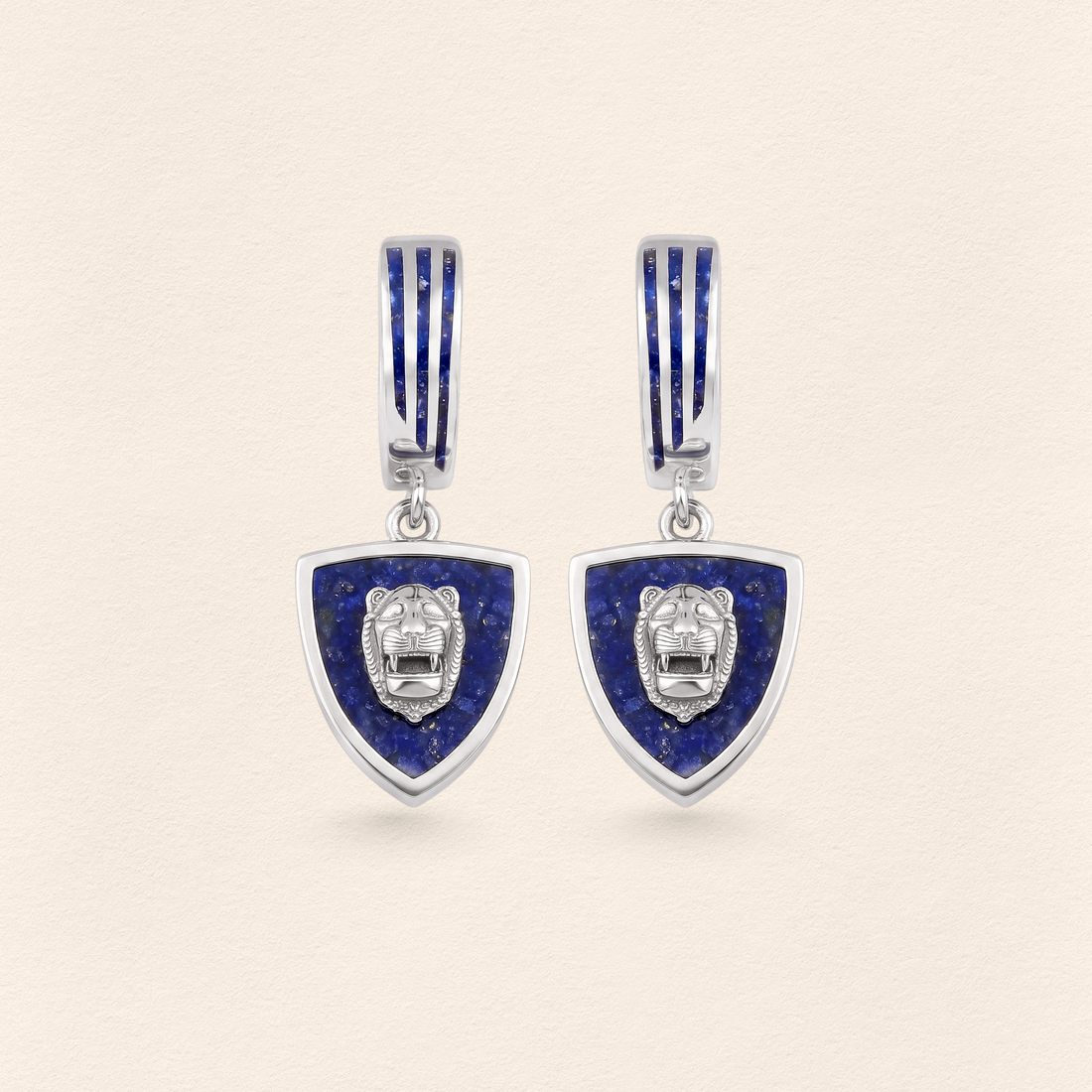Assyrian Lion Lapis Earrings