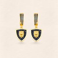 Assyrian Lion Black Pearl Earrings