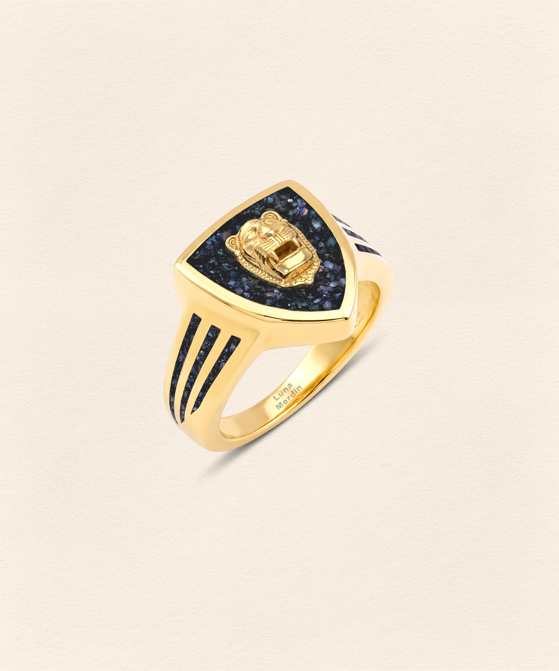 Assyrian Lion Black Pearl Ring