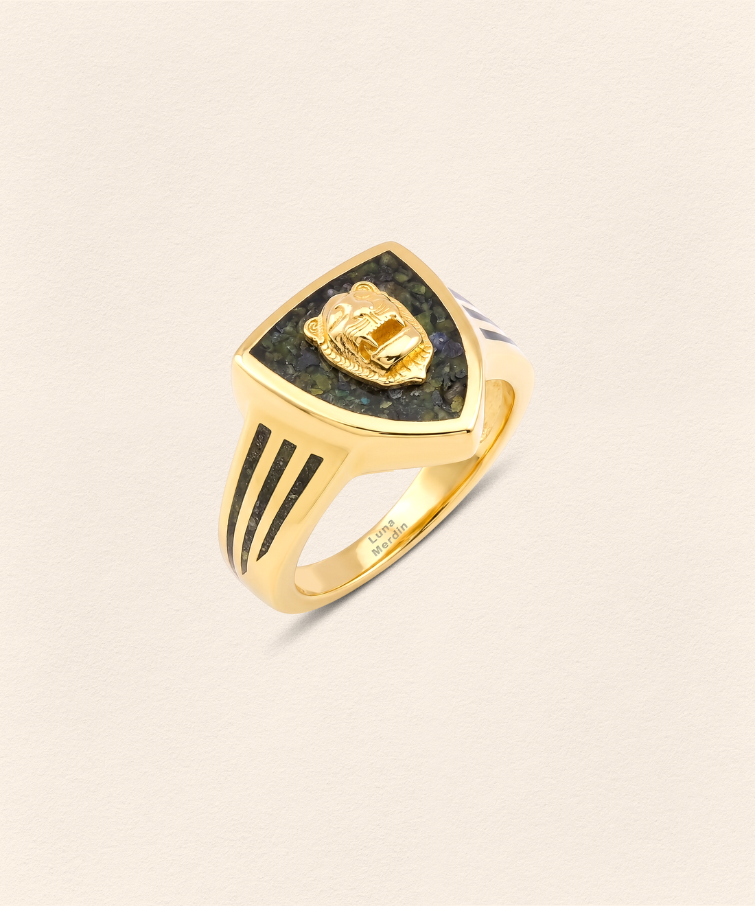 Assyrian Lion Azurite Ring