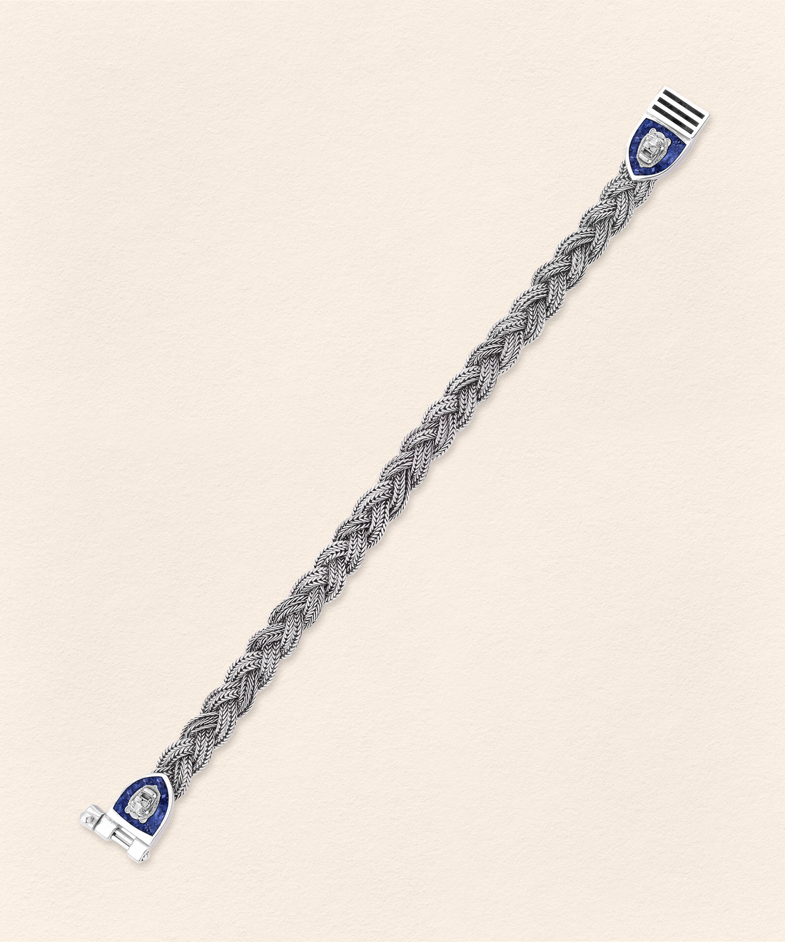 Assyrian Lion Lapis&Azurite Braided Bracelet