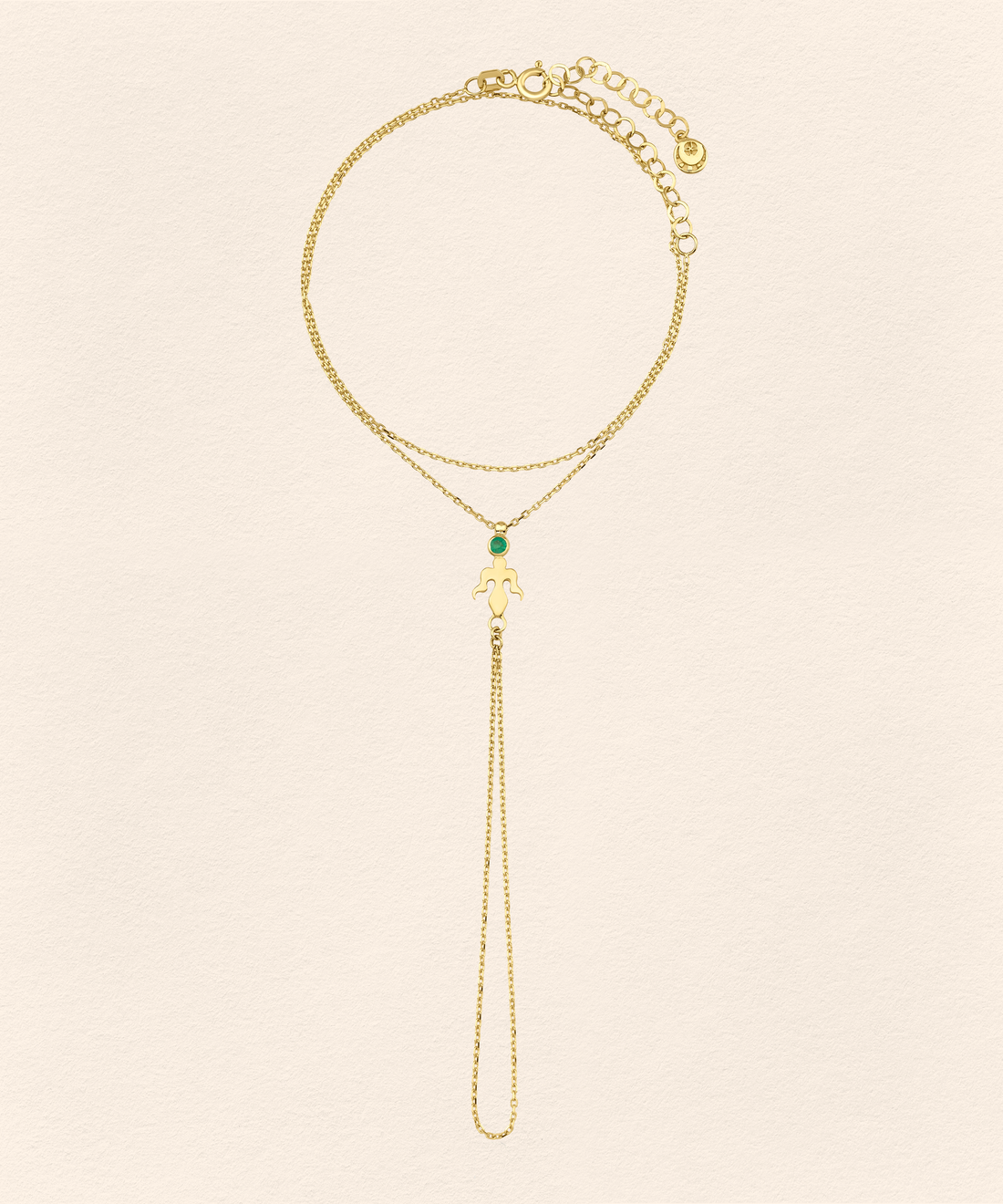 Alka Emerald Gold Finger Bracelet