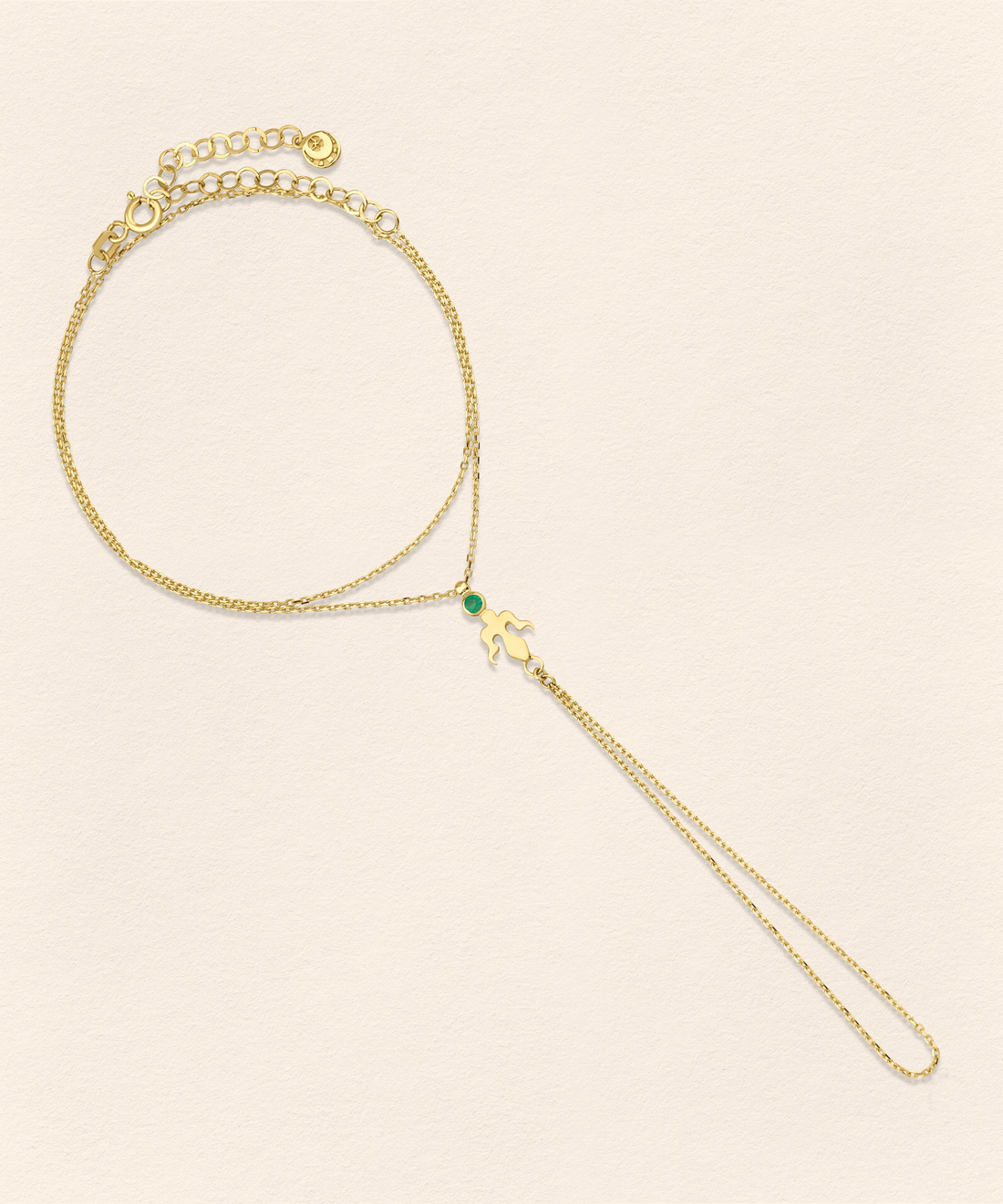 Alka Emerald Gold Finger Bracelet