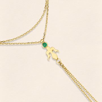Alka Emerald Gold Finger Bracelet