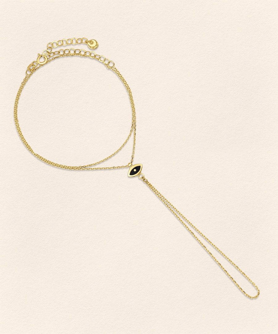 Eye Diamond Gold Finger Bracelet