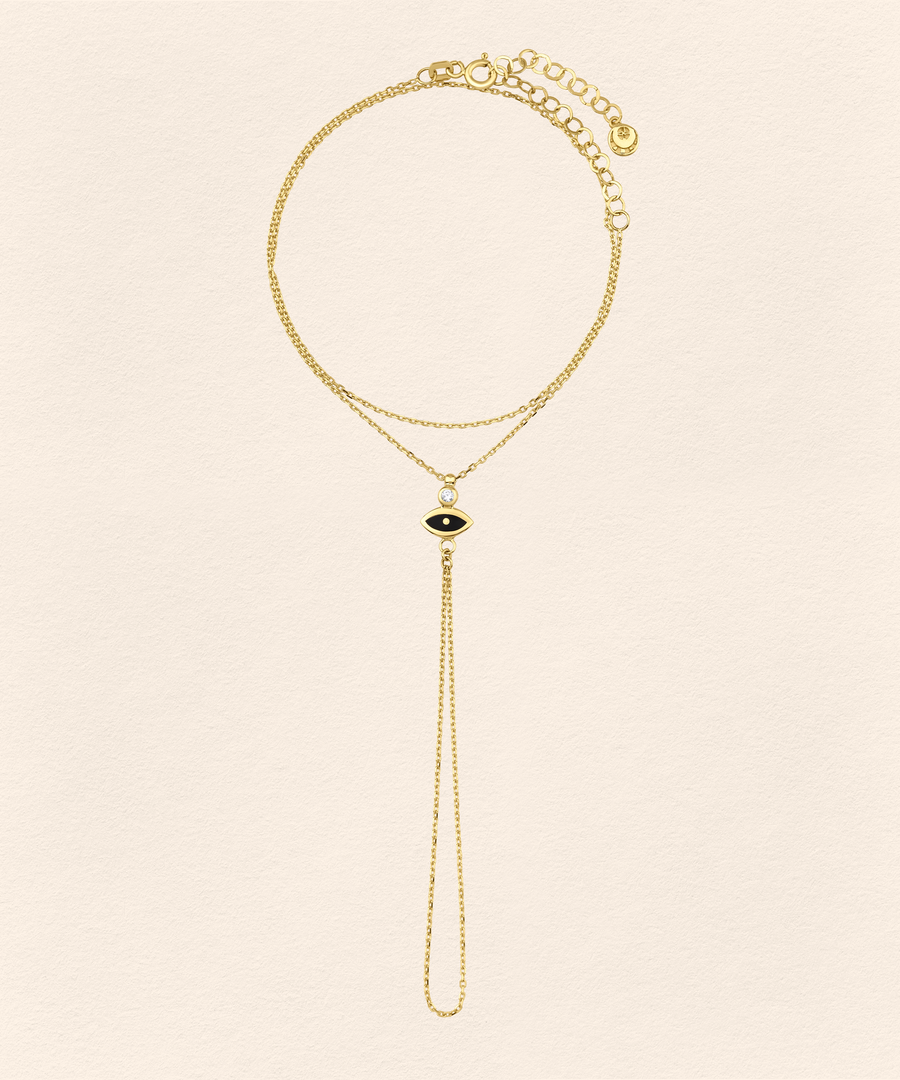Eye Diamond Gold Finger Bracelet