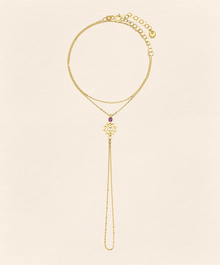 Adel Amethyst Gold Finger Bracelet