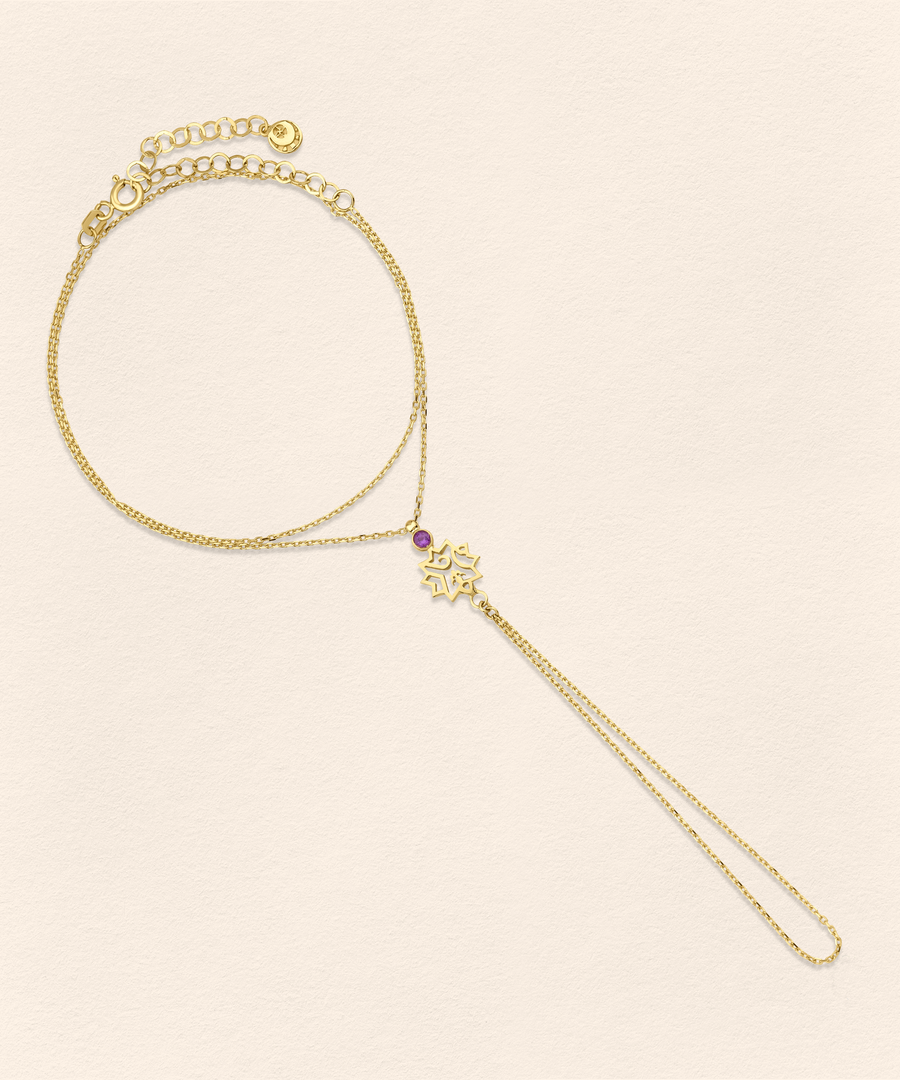 Adel Amethyst Gold Finger Bracelet