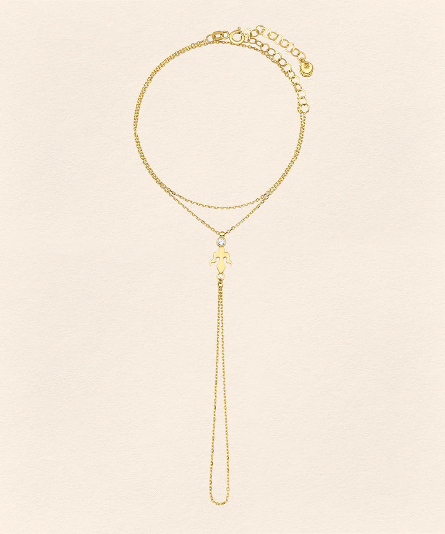 Alka Diamond Gold Finger Bracelet