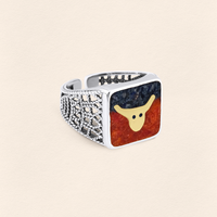 [COMMON] Lapis&Coral Bull Filigree Unisex Ring product detail