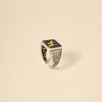 Sedef Avcı - Lapis Crane Filigree Ring Silver - Lapis&Coral Bull Filigree Ring