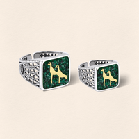 [COMMON] Malachite Crane Filigree Unisex Ring Silver product detail