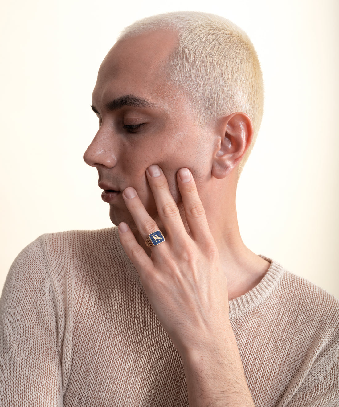 [MEN] Lapis Crane Filigree Unisex Ring product detail