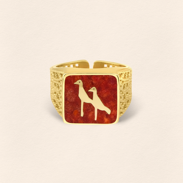 Coral Crane Filigree Unisex Ring