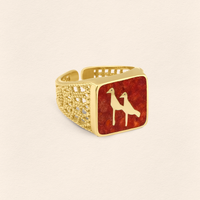 Coral Crane Filigree Ring Couple Set
