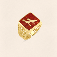 Coral Crane Filigree Ring Couple Set