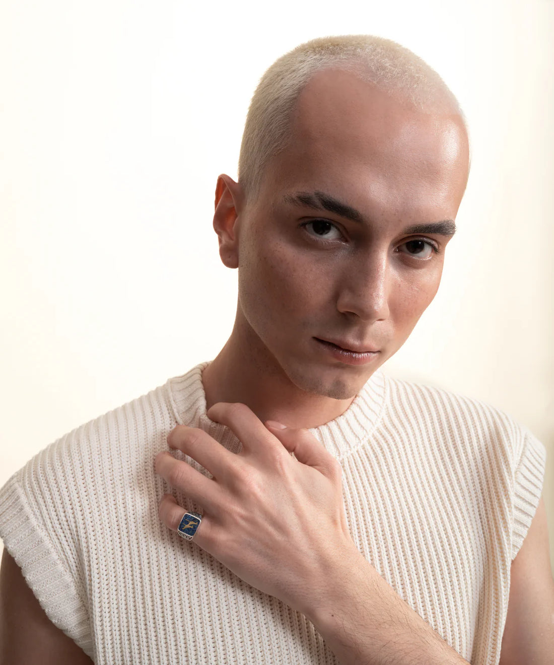 [MEN] Lapis Crane Filigree Unisex Ring Silver product detail