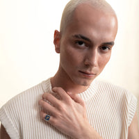 [MEN] Lapis Crane Filigree Unisex Ring Silver product detail