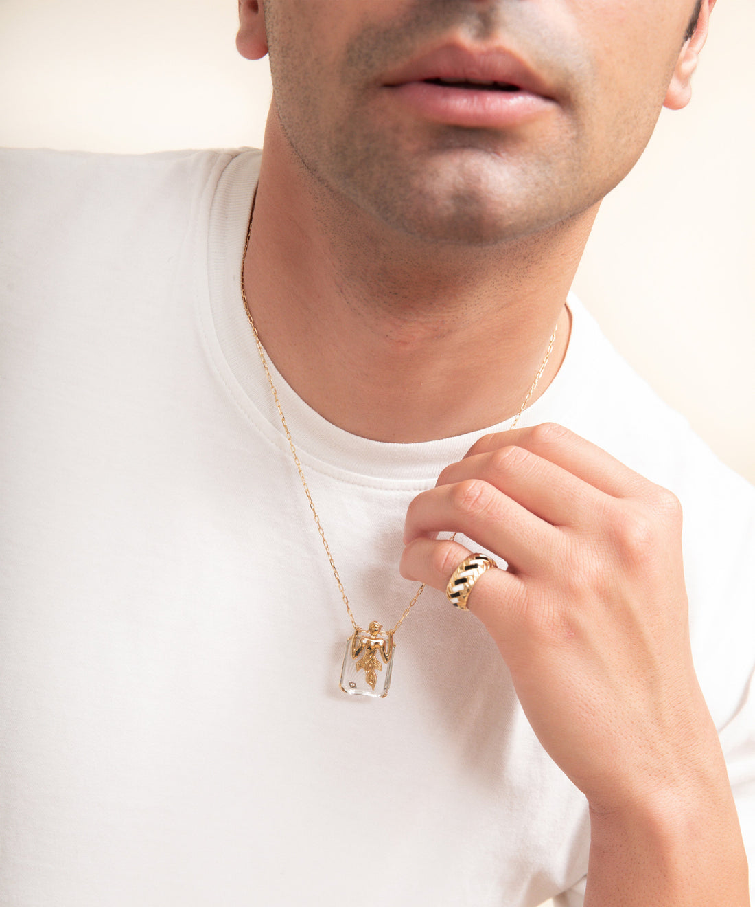[MEN] Birdman Crystal Gold Unisex Necklace product detail