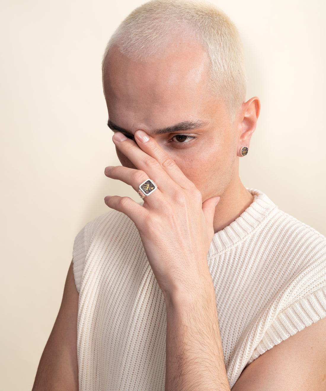 [MEN] Sumerian Mosaic Pearl Abundance Ring product detail