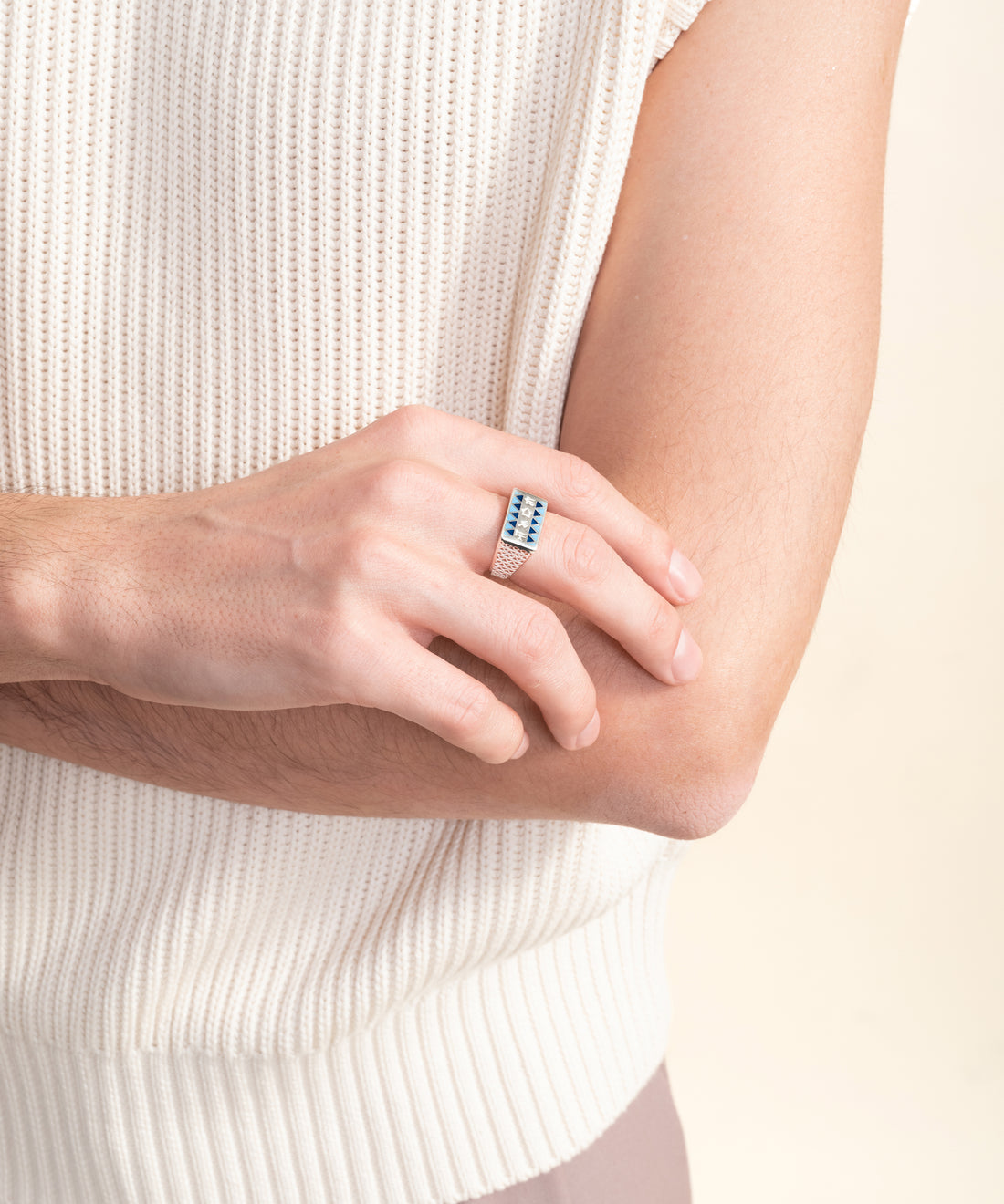 [MEN] Sumerian Filigree Unisex Ring Blue product detail