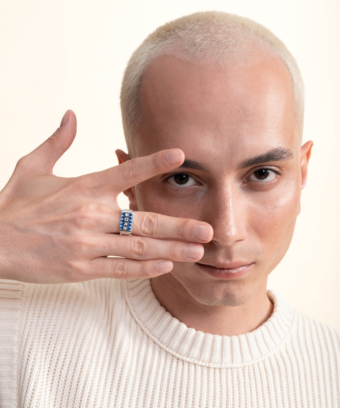 [MEN] Sumerian Filigree Unisex Ring Blue product detail