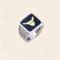Lapis Bull Filigree Ring Couple Set