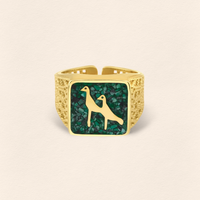 Malachite Crane Filigree Unisex Ring