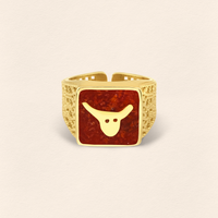 Coral Bull Filigree Unisex Ring