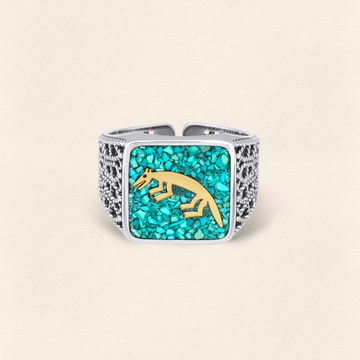 Turquoise Fox Filigree Unisex Ring