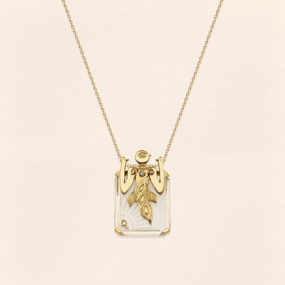 Birdman Crystal Gold Small Necklace