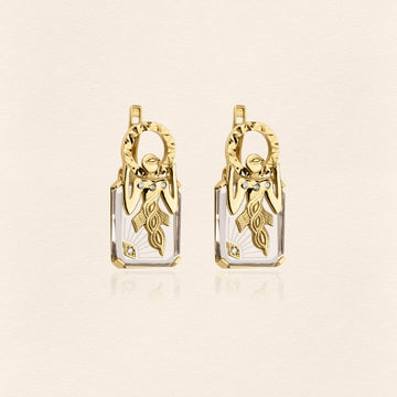 Birdman Crystal Gold Earrings