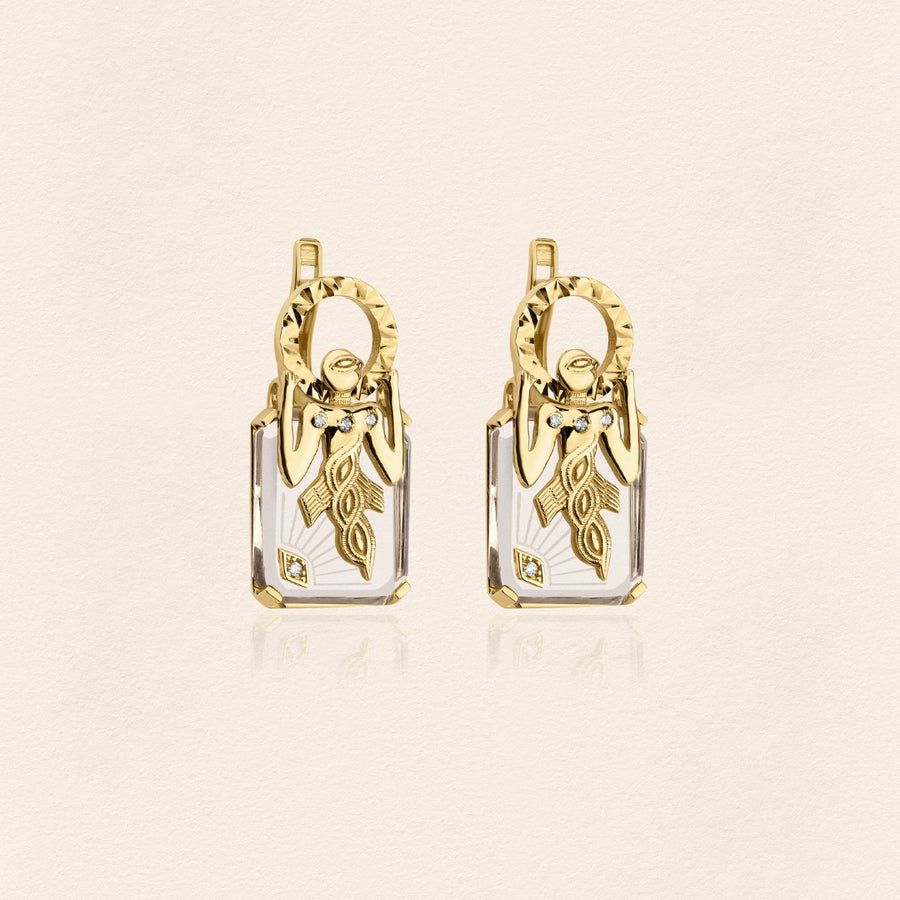 Birdman Crystal Gold Earrings