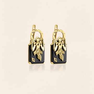 Birdman Onyx Gold Earrings