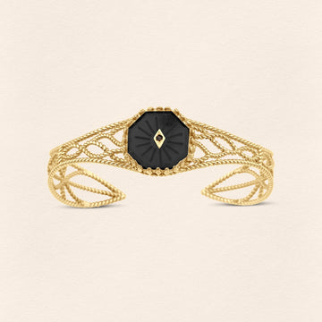 Serpent Onyx Filigree Gold Bracelet