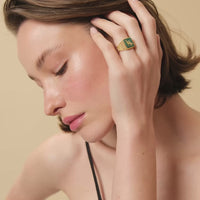 Malachites Crane Filigree Unisex Ring