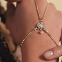 Sumerian White Pearl Finger Bracelet Gold