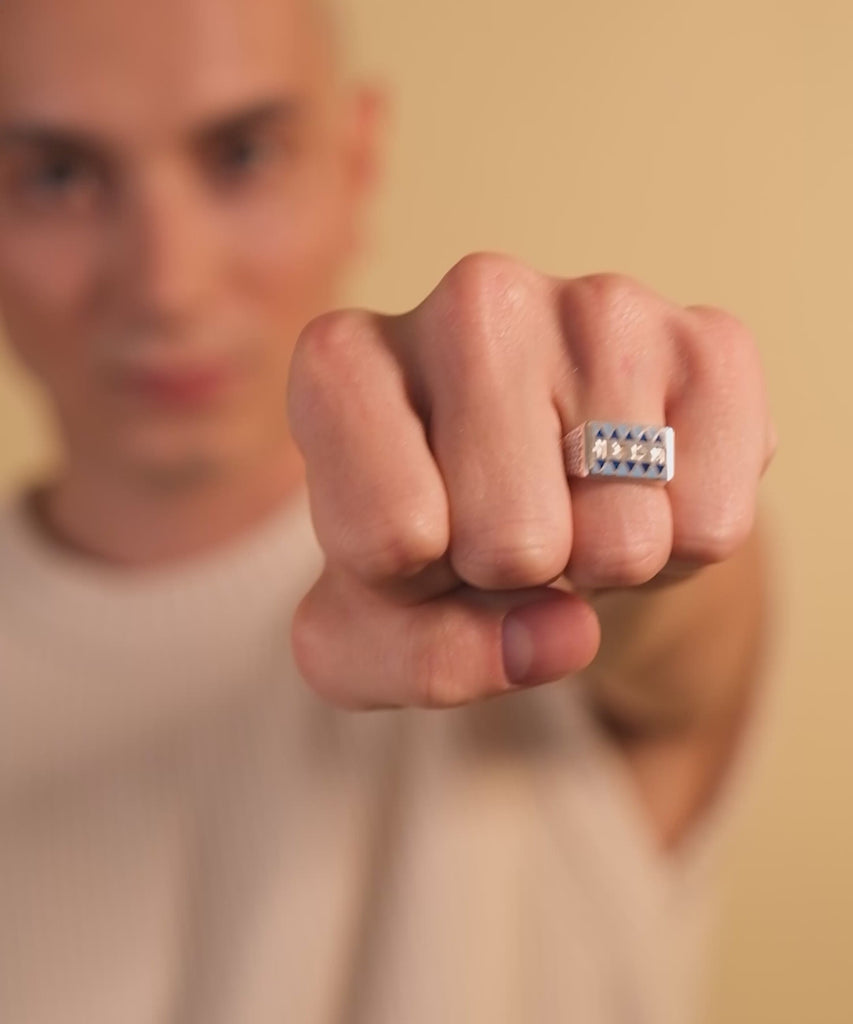 [MEN] Sumerian Filigree Unisex Ring Blue product detail