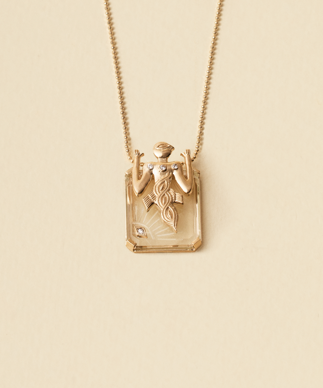 Birdman Crystal Gold Necklace