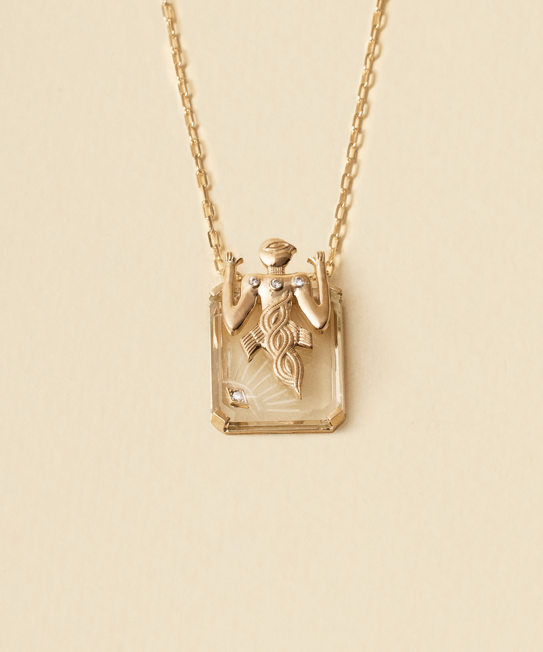 Birdman Crystal Gold Necklace