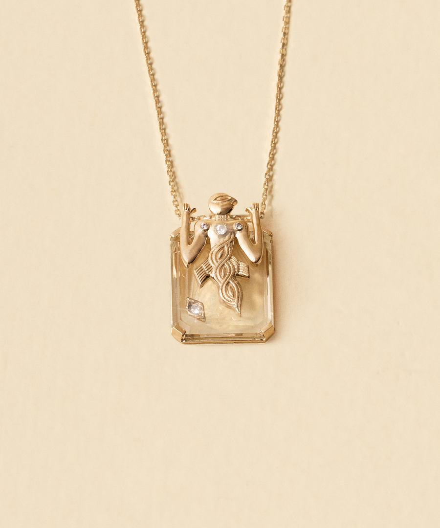 Birdman Crystal Gold Small Necklace